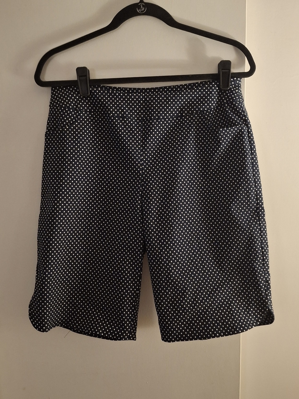 Jessica Riley Women's Navy and White Polka Dot Bermuda Shorts